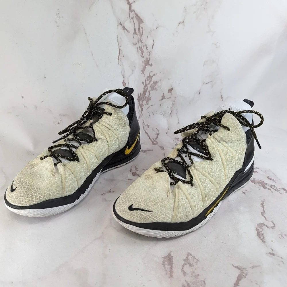 Nike LeBron 18 Lakers Home Mens 14 CQ9283-100 Amarillo Gold White Sneaker Shoe